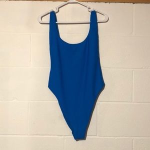 Blue one piece swimsuit